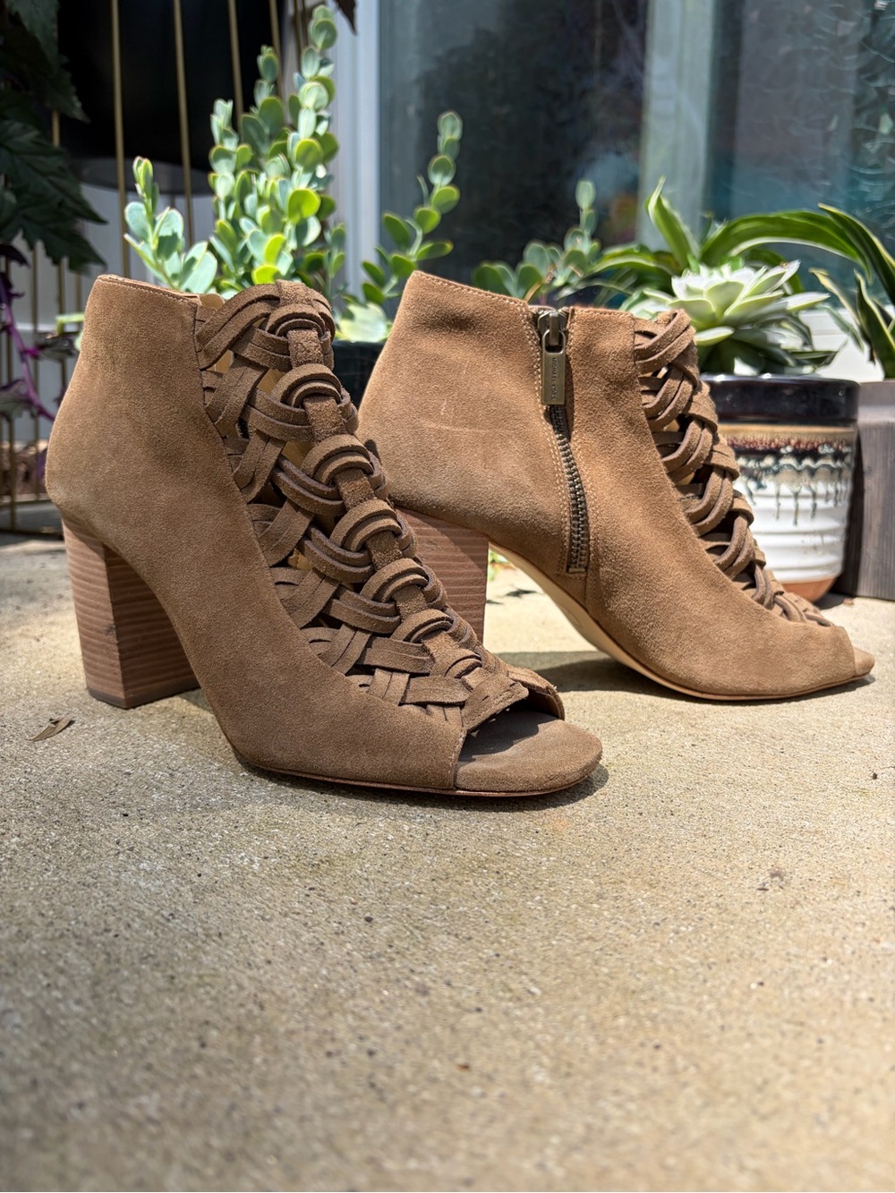 Michael Kors Westley Peep-Toe Suede Ankle Boots